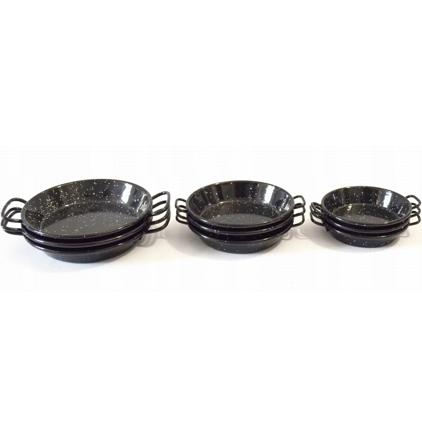 Enamelled paella tapas pans set - 3 x 10cm, 3 x 12cm, 3 x 15cm *NEW*
