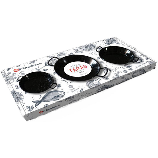 Enamelled paella tapas pans set - 3 x 10cm, 3 x 12cm, 3 x 15cm *NEW*