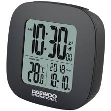 Daewoo Digital Alarm Clock with Calendar and Temperature - Black or White (DCD-26)