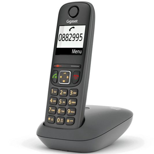 Gigaset Cordless Phone Single AS490 Black Handsfree Large Font