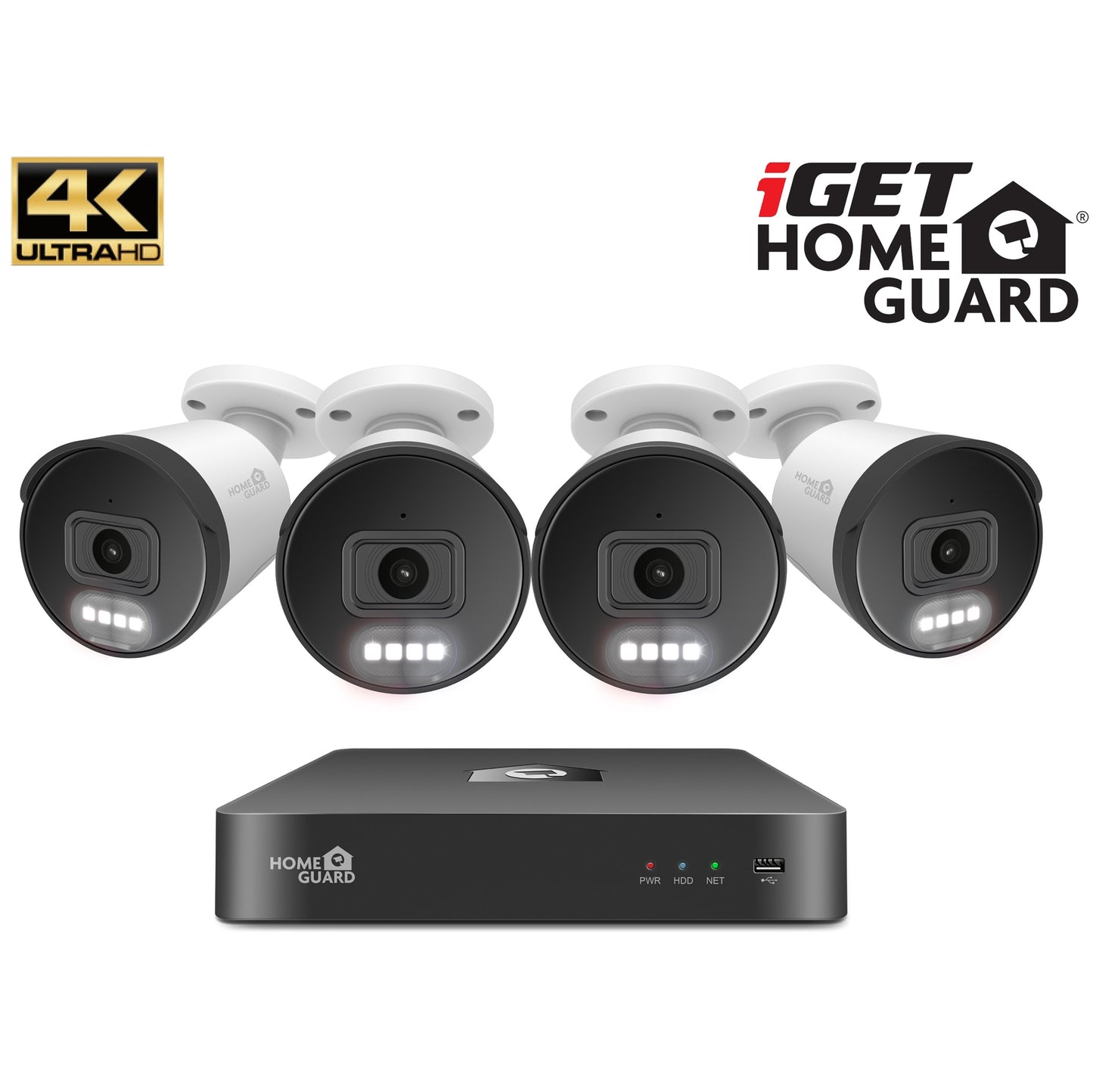 Homeguard IP Camera - 8ch 4K Outdoor/Indoor Security System with NVR and 4 POE Cameras (NGNVK-88504)