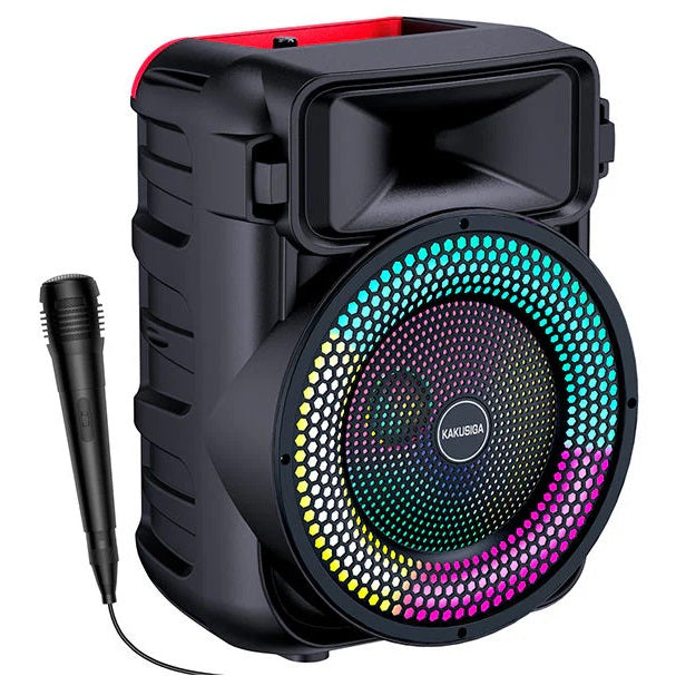 Kakusiga Portable Speaker - 10W, Bluetooth, Karaoke, Microphone, LED Lights (KSC-777)