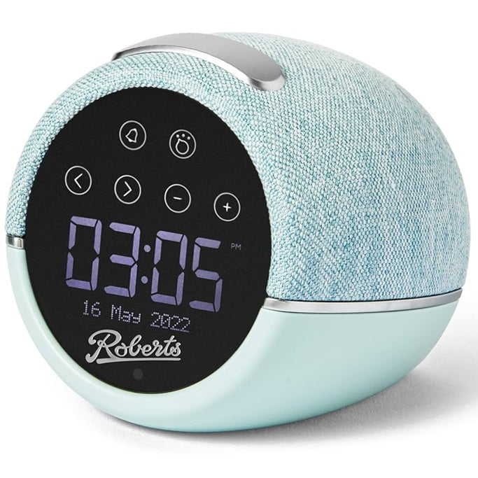 Roberts Zen Plus - Alarm Clock, DAB+ radio, Bluetooth Speaker, USB Charging Port - Black, White, Light Blue