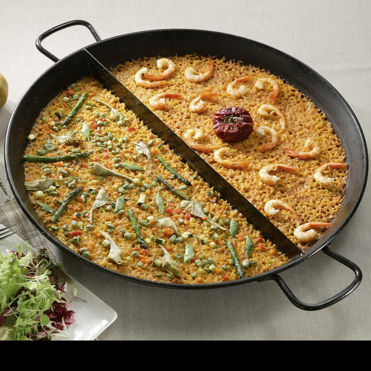 Enamelled Multigusto paella pans 2 divisions - 38cm, 50cm, 60cm *NEW*