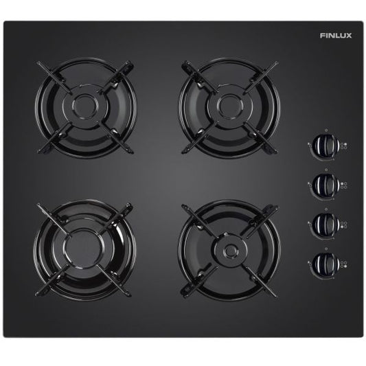 Finlux Gas Hob 60cm - 4 Burners, Black Glass TOP (LDA-FL-GS66)