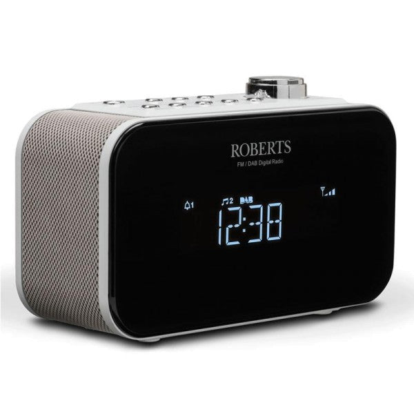 Roberts Ortus 2 DAB+ Alarm Clock Radio with Phone Charger - White, Black