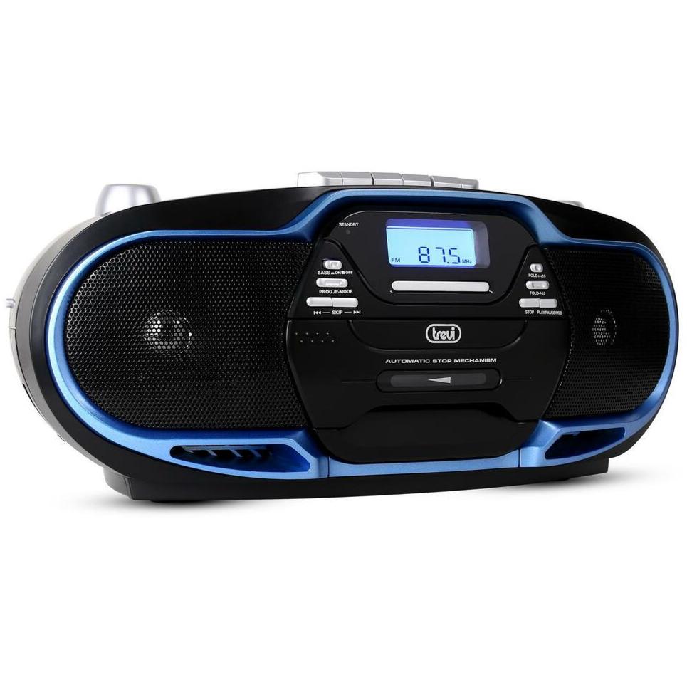 Trevi Portable Boombox - FM Radio, CD, Casette Tape, USB, Aux-in - Blue light (CMP574USB)