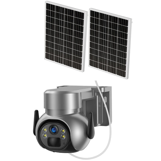 Security IP Camera with Solar Panel - WiFi, PTZ, Night vision, 2 way audio, 2 panels, bigger battery (D28W)