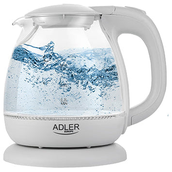 Adler Electric Kettle 1Ltr - Glass White (AD1283)