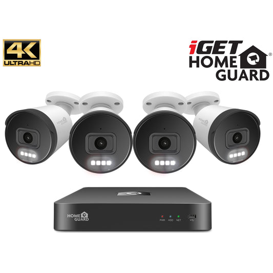 Homeguard IP Camera - 8ch 4K Outdoor/Indoor Security System with NVR and 4 POE Cameras (NGNVK-88504)