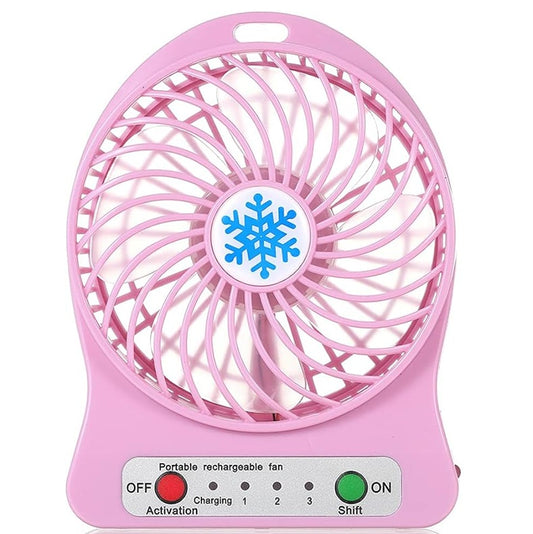 Mini Portable Rechargeable USB Desk Fan - Pink, White (WB1578)