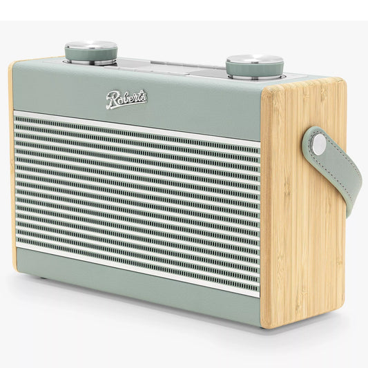 Roberts Rambler Max - DAB+ Radio, Wi-Fi, Internet radio and streaming, Retro Style, Portable Bluetooth Speaker, Alarm - Navy Blue, Duck Egg