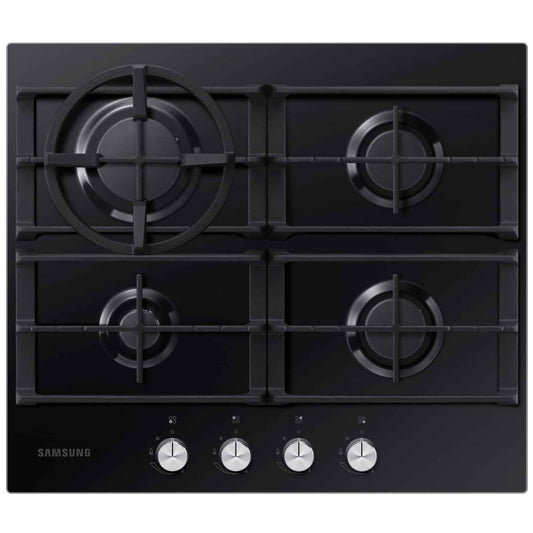 Samsung Gas Hob 60cm - 4 burners, black glass, cast iron grates (NA64H3010AK)