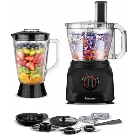 Turbotronic Multifunction Food Processor, Citrus Juicer and Blender with Glass Jar 1900W (TT-FP900)