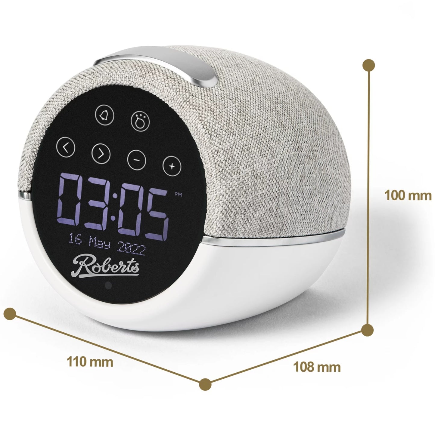 Roberts Zen Plus - Alarm Clock, DAB+ radio, Bluetooth Speaker, USB Charging Port - Black, White