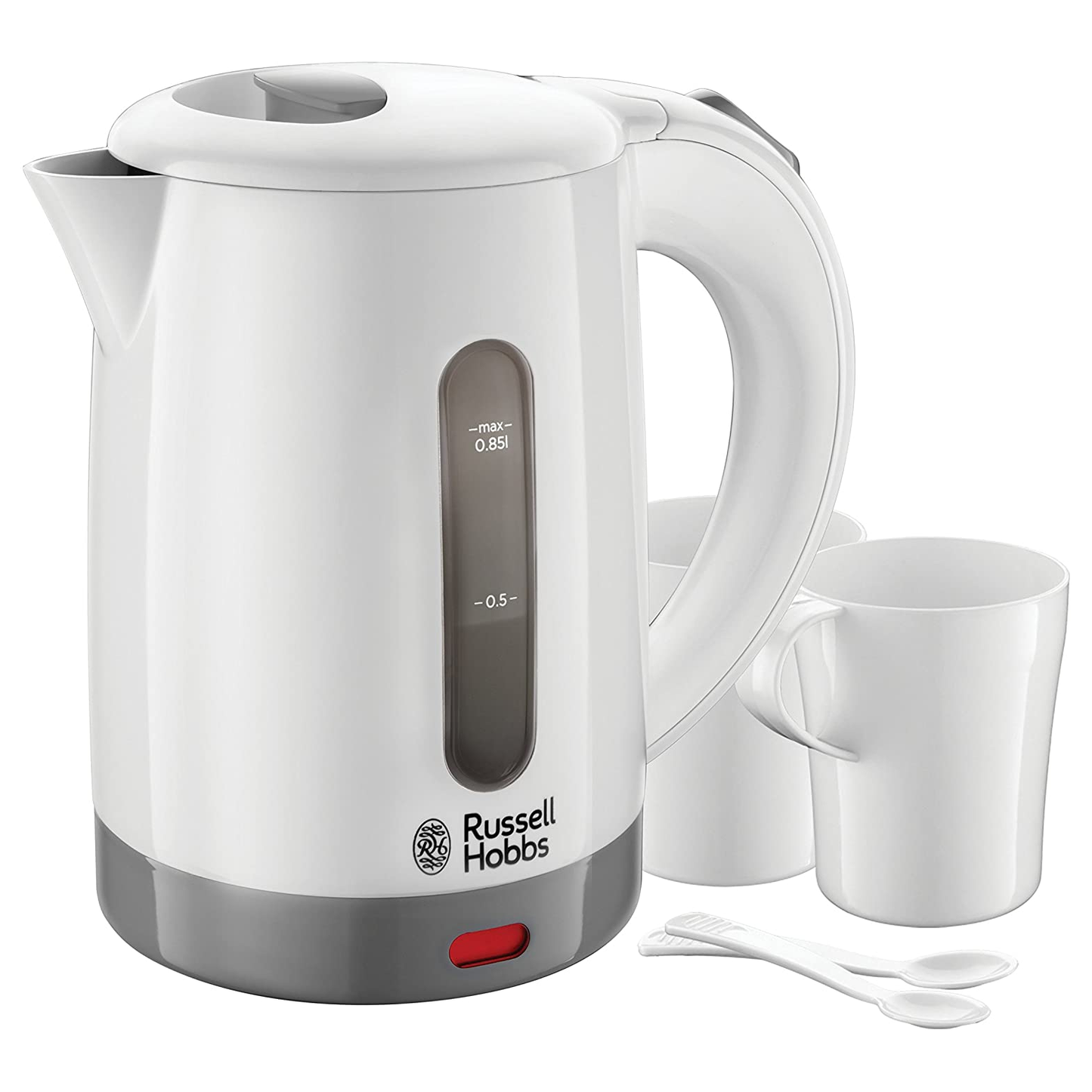 Russell Hobbs Travel Electric Kettle 0.85Ltr including 2 cups and spoons (23840)
