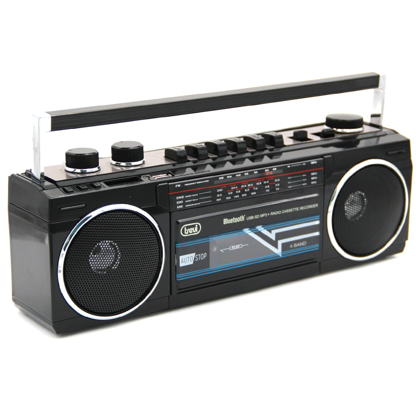 Trevi Portable Boombox - FM Radio, Bluetooth, CD, Casette Tape, USB, Aux-in (RR501BT)