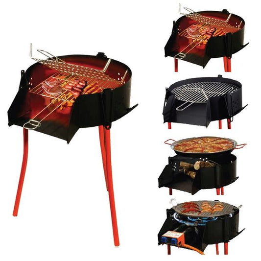 Rustic BBQ Set with grill can be used with charcoal, firewood or paella burner - diameter 40cm