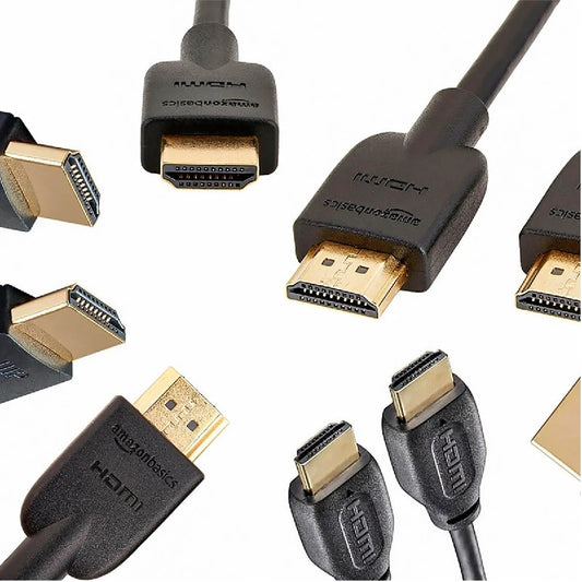 Various HDMI cables and other cables and connectors available in-store